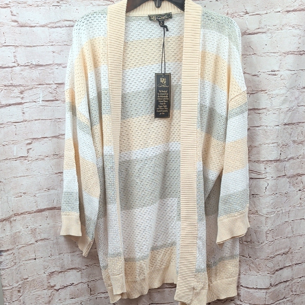 Striped Open-Front Cardigan DG2 Small Nwt New